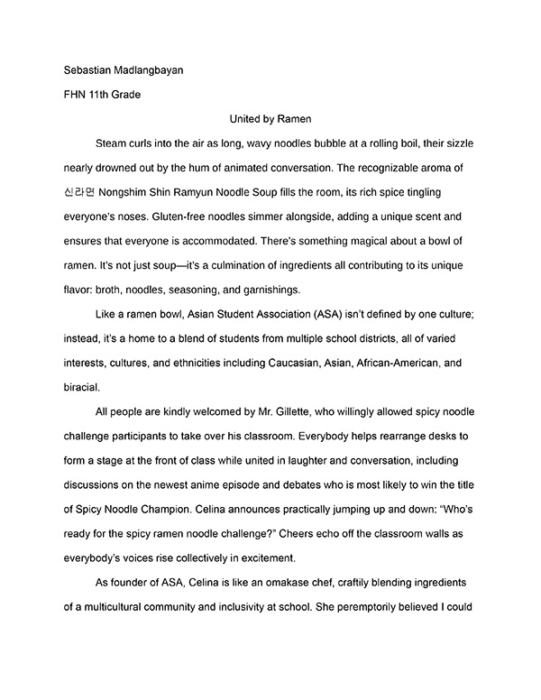 Forest Hills School Essay Contest Winner